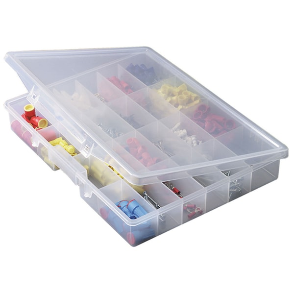 Plano StowAway 24 Fixed Compartment Box, 14-1/4W x 2-1/4D x 11-1/2H, Clear